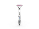 White gold Fancy Pink Emerald  Solitaire Diamond Ring with Channel-Set Baguette Band and Four-Prong Setting_123