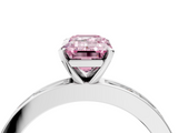 White gold Fancy Pink Emerald  Solitaire Diamond Ring with Channel-Set Baguette Band and Four-Prong Setting_123