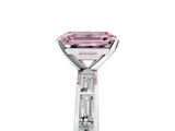 White gold Fancy Pink Emerald  Solitaire Diamond Ring with Channel-Set Baguette Band and Four-Prong Setting_126