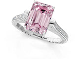 White gold Fancy Pink Emerald  Solitaire Diamond Ring with Channel Set Band and Bezel Prong Setting_88