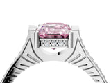 White gold Fancy Pink Emerald  Solitaire Diamond Ring with Channel Set Band and Bezel Prong Setting_91