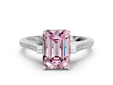 White gold Fancy Pink Emerald  Solitaire Diamond Ring with Channel Set Band and Bezel Prong Setting_92