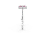 White gold Fancy Pink Emerald  Solitaire Diamond Ring with Channel Set Band and Bezel Prong Setting_94