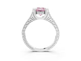 White gold Fancy Pink Emerald  Solitaire Diamond Ring with Channel Set Band and Bezel Prong Setting_95