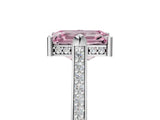 White gold Fancy Pink Emerald  Solitaire Diamond Ring with Channel Set Band and Bezel Prong Setting_97