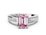 White gold Fancy Pink Emerald  Solitaire Diamond Ring with Channel-Set Band and Four-Prong Setting_3