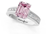 White gold Fancy Pink Emerald  Solitaire Diamond Ring with Channel-Set Band and Four-Prong Setting_4