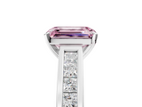 White gold Fancy Pink Emerald  Solitaire Diamond Ring with Channel-Set Band and Four-Prong Setting_8