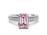 White gold Fancy Pink Emerald  Solitaire Diamond Ring with Channel Set Band and Six-Prong Setting_48