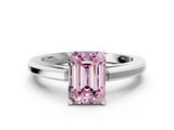 White gold Fancy Pink Emerald  Solitaire Diamond Ring with Four-Prong Setting and Classic Band_3