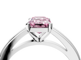 White gold Fancy Pink Emerald  Solitaire Diamond Ring with Four-Prong Setting and Classic Band_7