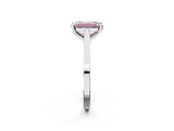 White gold Fancy Pink Emerald  Solitaire Diamond Ring with Four-Prong Setting and Tapered Band 3