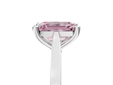White gold Fancy Pink Emerald  Solitaire Diamond Ring with Four-Prong Setting and Tapered Band 5