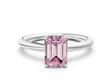 White gold Fancy Pink Emerald  Solitaire Diamond Ring with Four-Prong Setting on a Plain Band_44
