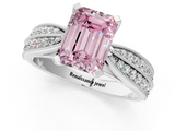 White gold Fancy Pink Emerald  Solitaire Diamond Ring with Milgrain Pavé Band and Four-Prong Setting_26