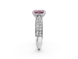 White gold Fancy Pink Emerald  Solitaire Diamond Ring with Milgrain Pavé Band and Four-Prong Setting_34