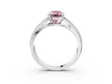 White gold Fancy Pink Emerald  Solitaire Diamond Ring with Milgrain Pavé Band and Four-Prong Setting_35