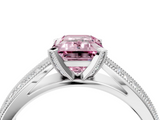 White gold Fancy Pink Emerald  Solitaire Diamond Ring with Milgrain Pavé Band and Four-Prong Setting_53