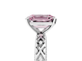 White gold Fancy Pink Emerald  Solitaire Diamond Ring with Milgrain and Black Enamel X Pattern Band_101