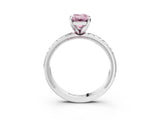 White gold Fancy Pink Emerald  Solitaire Diamond Ring with Milgrain and Black Enamel X Pattern Band_99
