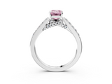 White gold Fancy Pink Emerald  Solitaire Diamond Ring with Pavé Band and Four-Prong Setting_81