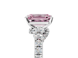 White gold Fancy Pink Emerald  Solitaire Diamond Ring with Pavé Band and Four-Prong Setting_83