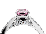 White gold Fancy Pink Emerald  Solitaire Diamond Ring with Pavé Band and Four-Prong Setting_88