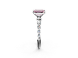 White gold Fancy Pink Emerald  Solitaire Diamond Ring with Pave Band and Four-Prong Setting_260