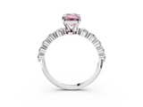 White gold Fancy Pink Emerald  Solitaire Diamond Ring with Pave Band and Four-Prong Setting_266