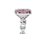 White gold Fancy Pink Emerald  Solitaire Diamond Ring with Pave Band and Four-Prong Setting_268