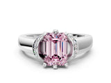 White gold Fancy Pink Emerald  Solitaire Diamond Ring with Pave Band and Six-Prong Setting_32