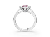 White gold Fancy Pink Emerald  Solitaire Diamond Ring with Pave Band and Six-Prong Setting_35