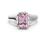 White gold Fancy Pink Emerald  Solitaire Diamond Ring with Six-Prong Cathedral Setting_50