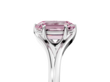 White gold Fancy Pink Emerald  Solitaire Diamond Ring with Six-Prong Setting and Tapered Band_22