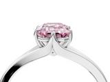 White gold Fancy Pink Emerald  Solitaire Diamond Ring with Six-Prong Setting and Tapered Band_32