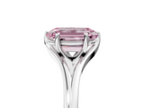 White gold Fancy Pink Emerald  Solitaire Diamond Ring with Six-Prong Setting and Tapered Band_39