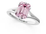 White gold Fancy Pink Emerald  Solitaire Diamond Ring with Six-Prong Setting and Tapered Band_47