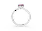 White gold Fancy Pink Emerald  Solitaire Diamond Ring with Six-Prong Setting and Tapered Band_49
