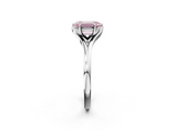 White gold Fancy Pink Emerald  Solitaire Diamond Ring with Six-Prong Setting and Tapered Band_53