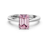 White gold Fancy Pink Emerald  Solitaire Diamond Ring with Split Shank and Four-Prong Setting_24