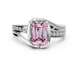 White gold Fancy Pink Emerald  Solitaire Diamond Ring with Split Shank and Prong Setting_41