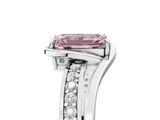 White gold Fancy Pink Emerald  Solitaire Diamond Ring with Split Shank and Prong Setting_46