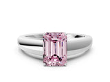 White gold Fancy Pink Emerald  Solitaire Diamond Ring with Tapered Band and Four-Prong Setting_49
