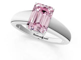 White gold Fancy Pink Emerald  Solitaire Diamond Ring with Tapered Band and Four-Prong Setting_50