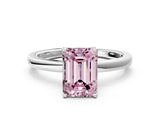 White gold Fancy Pink Emerald  Solitaire Diamond Ring with Thin Band and Four-Prong Setting_60