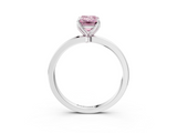 White gold Fancy Pink Emerald  Solitaire Diamond Ring with Thin Band and Four-Prong Setting_6