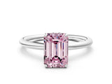 White gold Fancy Pink Emerald  Solitaire Diamond Ring with a Classic Band and Four-Prong Setting 1