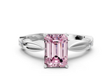 White gold Fancy Pink Emerald  Solitaire Diamond Twisted Band with Four-Prong Setting_112