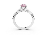 White gold Fancy Pink Emerald  Solitaire Diamond Twisted Band with Four-Prong Setting_115