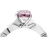 White gold Fancy Pink Emerald  Solitaire Diamond Twisted Band with Four-Prong Setting_116